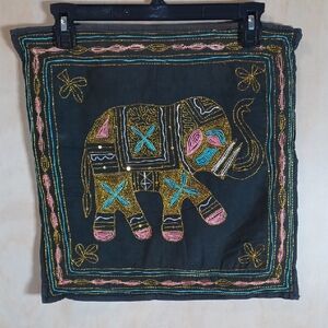 Handmade Vintage Bohemian Elephant Cushion Cover Embroidery Sequins